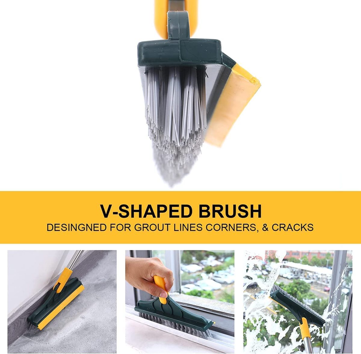 Kesi 2 in 1 Bathroom Cleaning Brush with Wiper and Long Handle - 120° Rotate Floor Cleaning Brush for Home, Kitchen and Bathroom - Floor Scrub - Image 4
