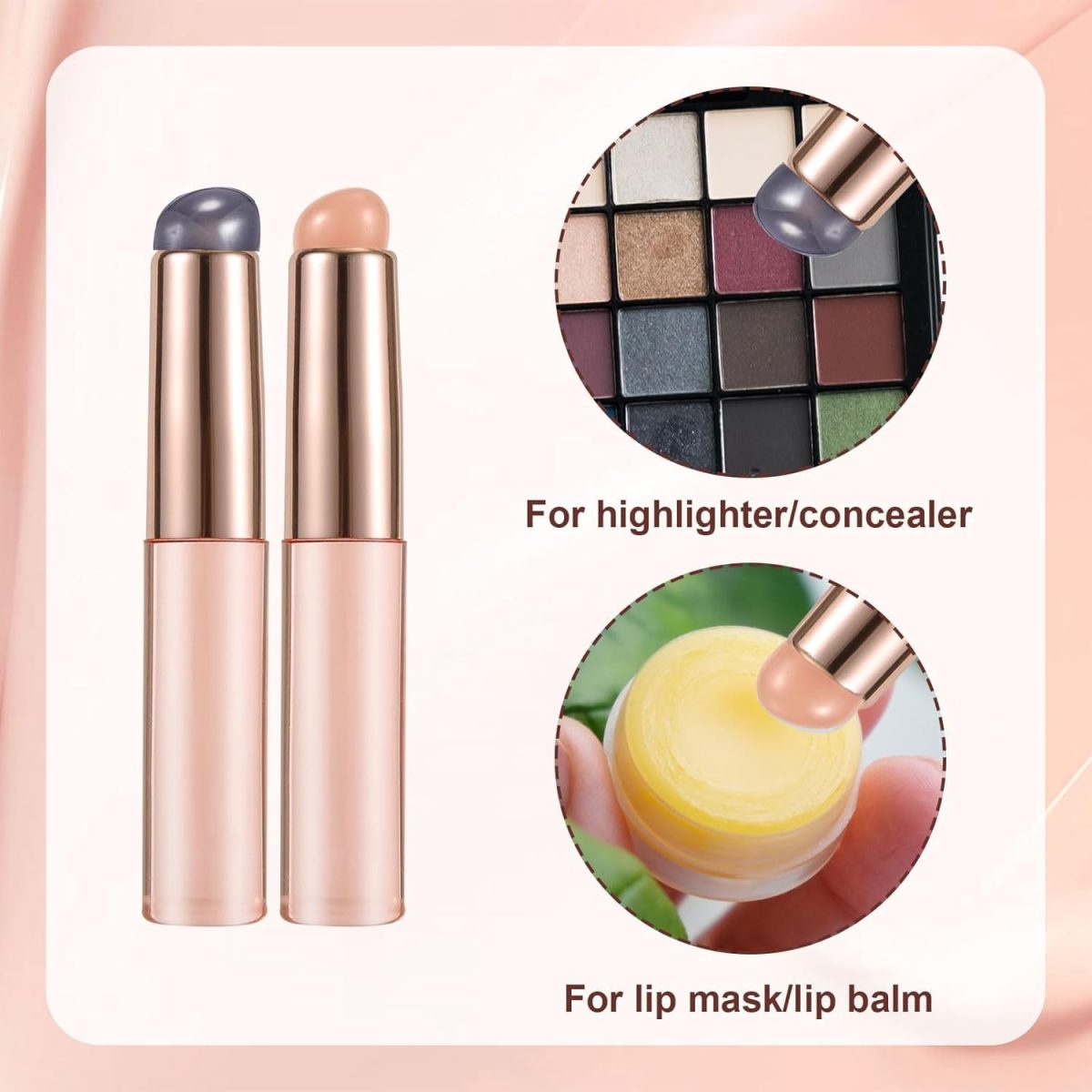 Hoyecl Silicone Lipstick Brush, 2 Pack Reusable Applicator With Cap, For Lip Balm, Gloss, Stick & Concealer - Image 4