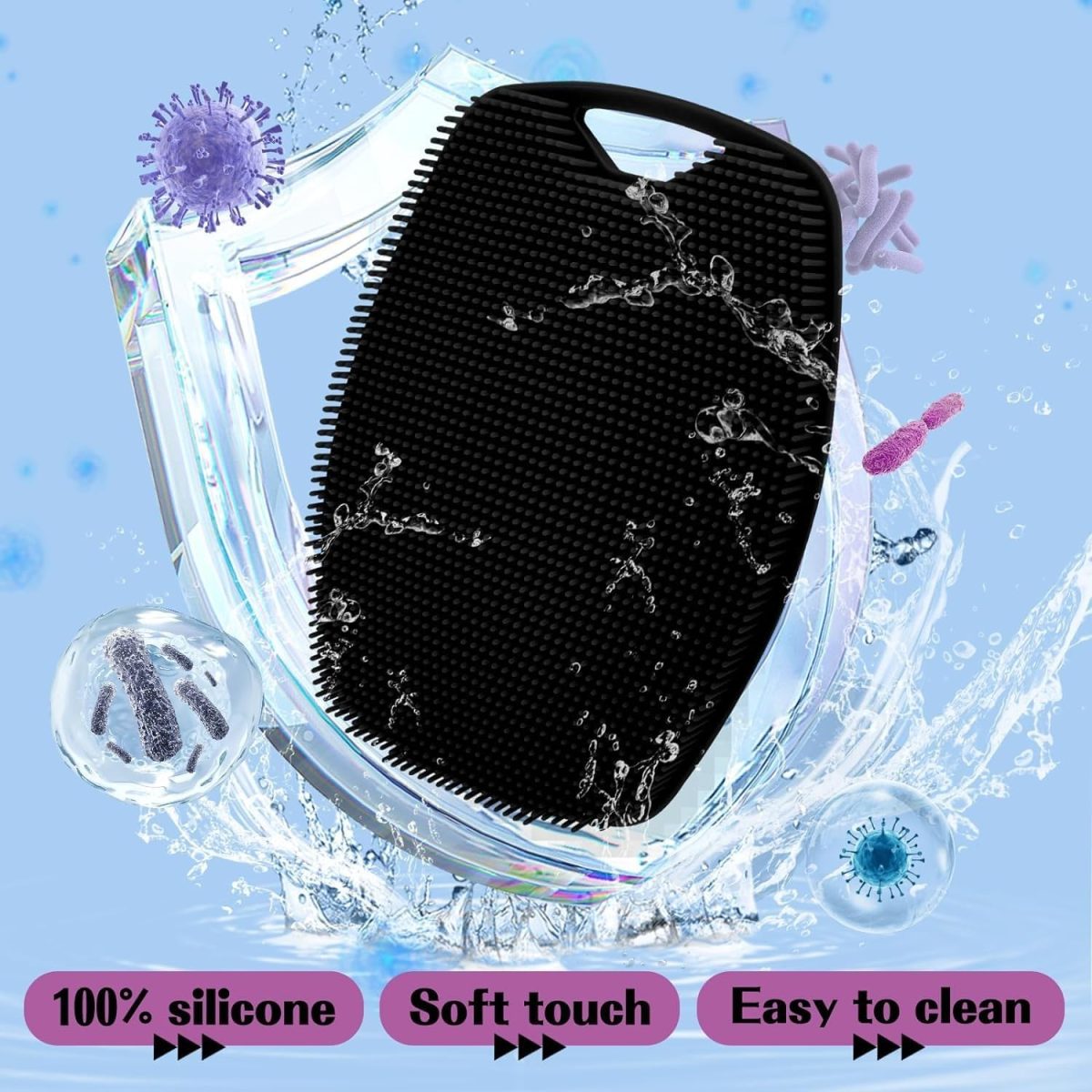 B-BUCKET Silicone Body Scrubber,Shower Scrubber for Nourishing Cleaning & Exfoliating Your Skin Lather Boosting Bristles with Ergonomic No-Slip Handle, Body Exfoliator for Men and Women bath brush - Image 4