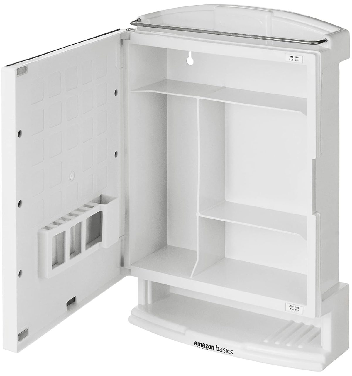 amazon basics Plastic Multipurpose, Wall-Mounted Storage Cabinet with Mirror (White) - Image 4