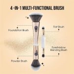 Winkelen 4 in 1 Travel Brush with Multifunctional Foundation Brush, Powder Brush, Eyeshadow Blending & Flat Professional Brush | Soft Bristles Makeup Brushes Set for Women, Girls - Image 2