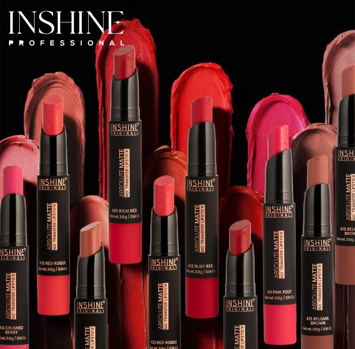 INSHINE ORIGINALS Absolute Matte Lipstick - Long-lasting, Transfer-resistant, Velvety Matte Finish with Intense Color, Up to 12 Hours Wear | Perfect for Sophisticated Lips - BLOOD MOON - Image 8