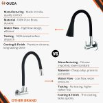 Houza Brass Sink Tap Faucet with 360 Degree Flexible Silicon Swivel Spout & Dual Flow Pattern Flow, Compatible for Hot or Cold Water for Kitchen Sink, Wash Basin, (Chrome Finish/Black) - Image 4