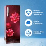 Haier 242 L 3 Star Single Door Direct Cool Refrigerator Appliance, Diamond Edge Freezing Technology (HRD-2423PRP-E, Red Peony,Floral, Base Drawer, 2022 Model) - Image 3