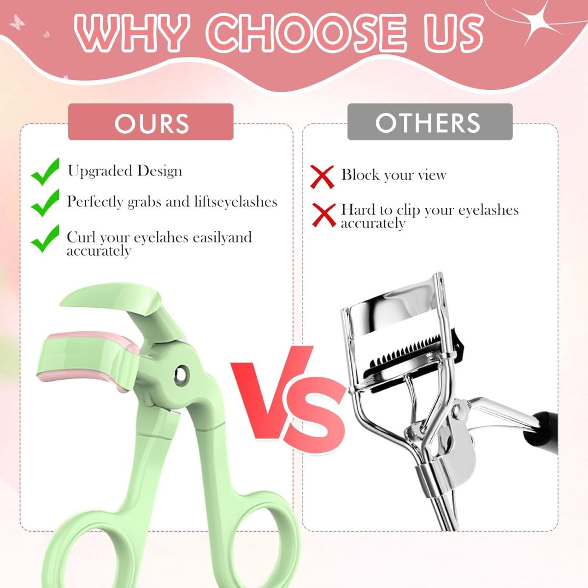 CoolShef 3 Pcs Eyelash Curler Set for Women, Precision Tool for Shaping Eye Lashes, Includes Mini Clamp for Inner Corners, Lightweight Design for Travel and Everyday Makeup Routine - Image 5