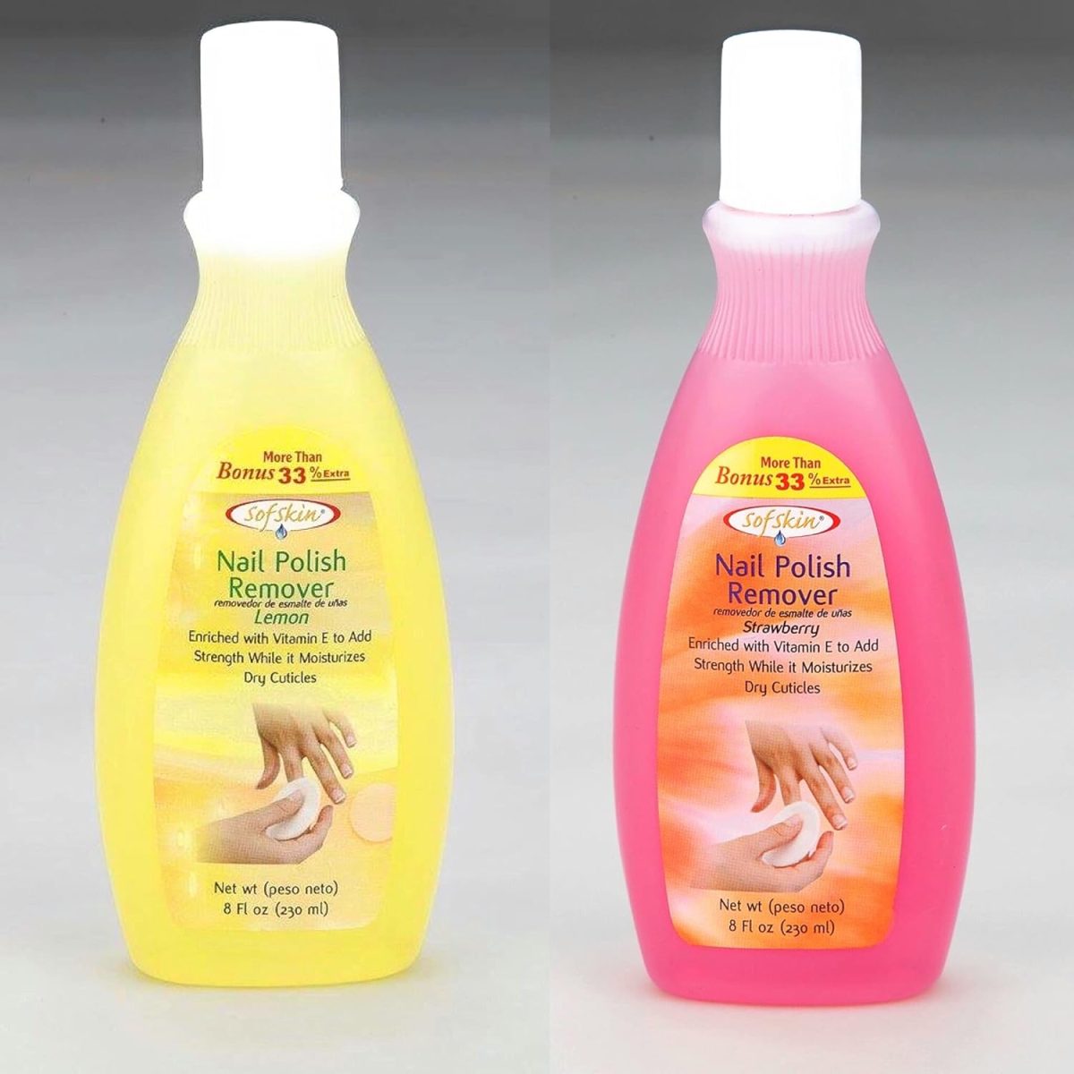 SOFSKIN (American Brand) Acetone Nail Polish Removers & Cuticles Moisturizer Combo (Lavender, Lemon & Strawberry) 230 ml each = 690 ml - Image 4