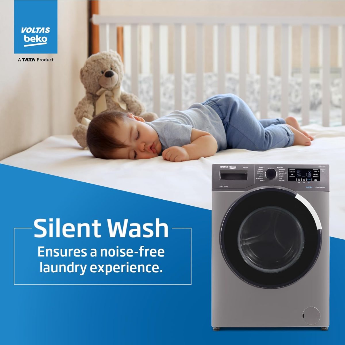Voltas Beko 8.0kg, Inverter, 5 Star Front Load Washing Machine (WFL8014VTAP, Anthracite), Auto Dosing,Stain Expert - Image 3