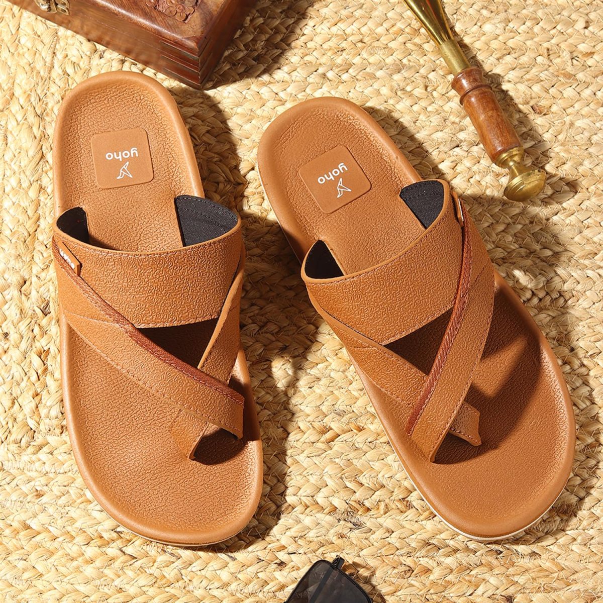 YOHO Snugly Ethnic Orthopedic Slippers for Men | Diabetic Blood Circulation | Toe Ring Slip-On | Stylish Lightweight Flip Flops with Footpharma Footbed | Anti-Skid Chappals for Everyday - Image 2