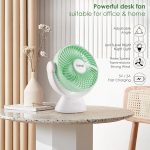 Gesto 7.8 Inch High Speed Rechargeable Table Fan for Home – USB Charging Battery Fan With Led Light | 2400mAh Battery for Upto 8 Hrs. Runtime | 3 Speed Modes Portable fan for Home,Office,Kitchen-Green - Image 2