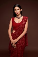 Zeel Clothing Women's Sequins Work Heavy Georgette Saree with Blouse (Latest-Sequins-Party-Saree, Free, Many Colors) - Image 5