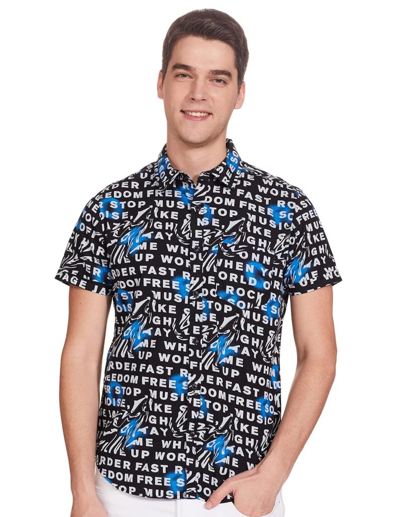 KETCH Men Cotton Slim Fit Printed Half Sleeve Shirt