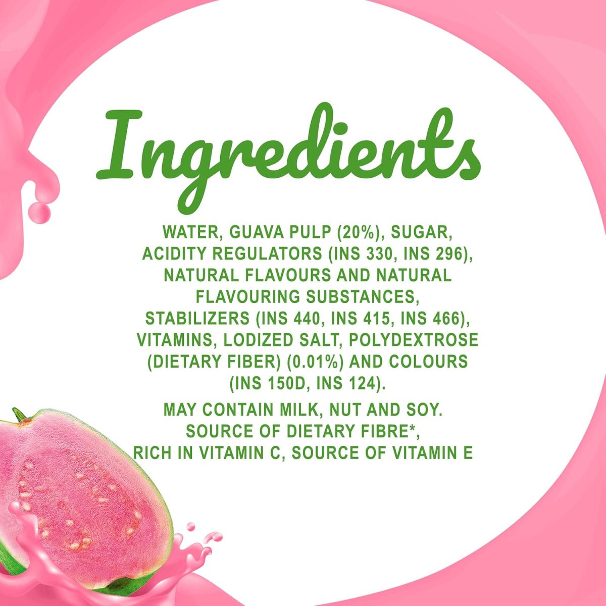 B Natural Guava Juice, Goodness of Fiber, Vit C & E, Made with 100% Fruit Pulp and 0% Concentrate, 1 litre - Image 3