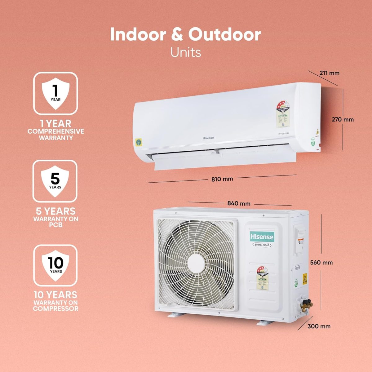 Hisense 1.0 Ton 3 star Inverter Split AC(Copper, 4-in-1 Convertible with Intelligent 4 modes, PM 2.5 filter, Anti corrosion, Self Clean, AS-12TR4R3BP1, White with Chrome Deco Strip) - Image 5