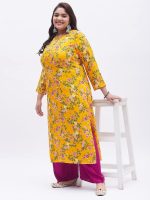 Tissu Plus Women's Yellow & Pink Printed Kurta with Palazzo - Image 5