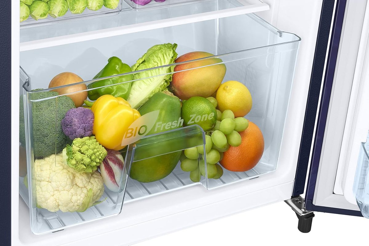 Samsung 184L 1 Star Digital Inverter Direct-Cool Single Door Refrigerator Appliance(RR19C2YCZ6U/NL,Mystic Overlay Blue) Base Stand Drawer - Image 6
