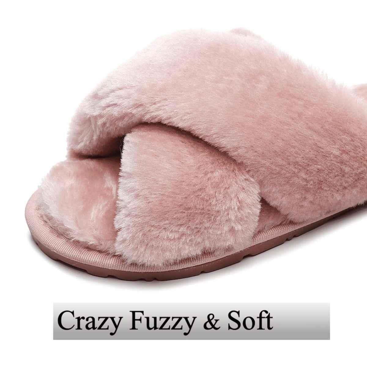 Crazy Lady Women's Slippers Fuzzy Fluffy Memory Foam House Shoes Cross Band Indoor and Outdoor - Image 3