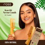 Ross Neem Wood Comb – Oil-Treated with Kacchi Neem, Bhringraj & 15+ Herbs for Hair Growth, Anti-Hair Fall, Dandruff & Frizz Control – Herbal Wooden Comb for Men & Women (Dual Tooth) - Image 6
