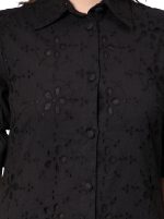 NUEVOSDAMAS Women Pure Cotton Self Design Schiffli Embroidered Shirt Dress - Image 3