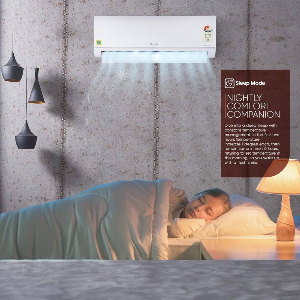 Hisense 1.0 Ton 3 star Inverter Split AC(Copper, 4-in-1 Convertible with Intelligent 4 modes, PM 2.5 filter, Anti corrosion, Self Clean, AS-12TR4R3BP1, White with Chrome Deco Strip) - Image 14