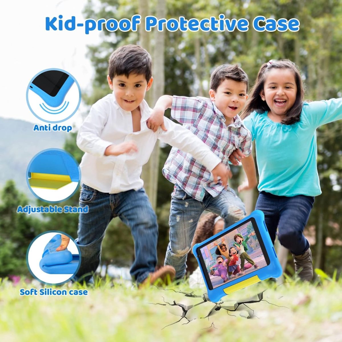 Cheerjoy Kids Tablet 7",Android 12 Tablet For Kids,32GB ROM 128GB Expand,Parental Control,Kids Software Pre-Installed, Dual Camera,Android Learning Tablet Bluetooth With Proof Case For Toddlers(Blue) - Image 5