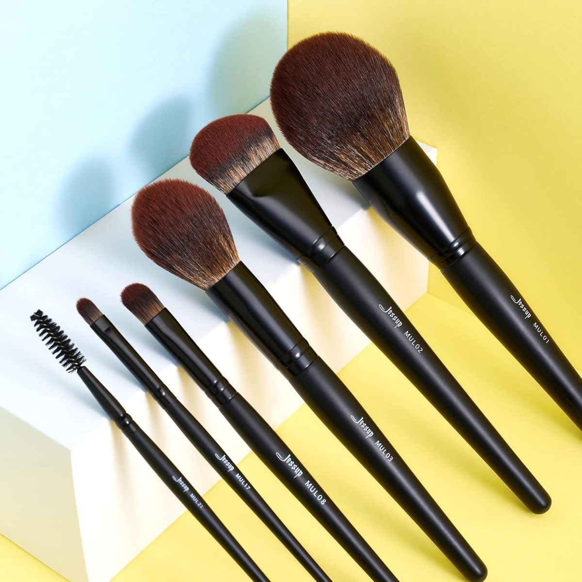 Jessup Makeup Brushes Professional Set 21Pcs Black Complete Collection, Synthetic Hair Makeup Brushes for Powder Blending, Foundation, Highlight Contour, Concealer, Eyeshadow Eye Liner, Spoolie, T271 - Image 9