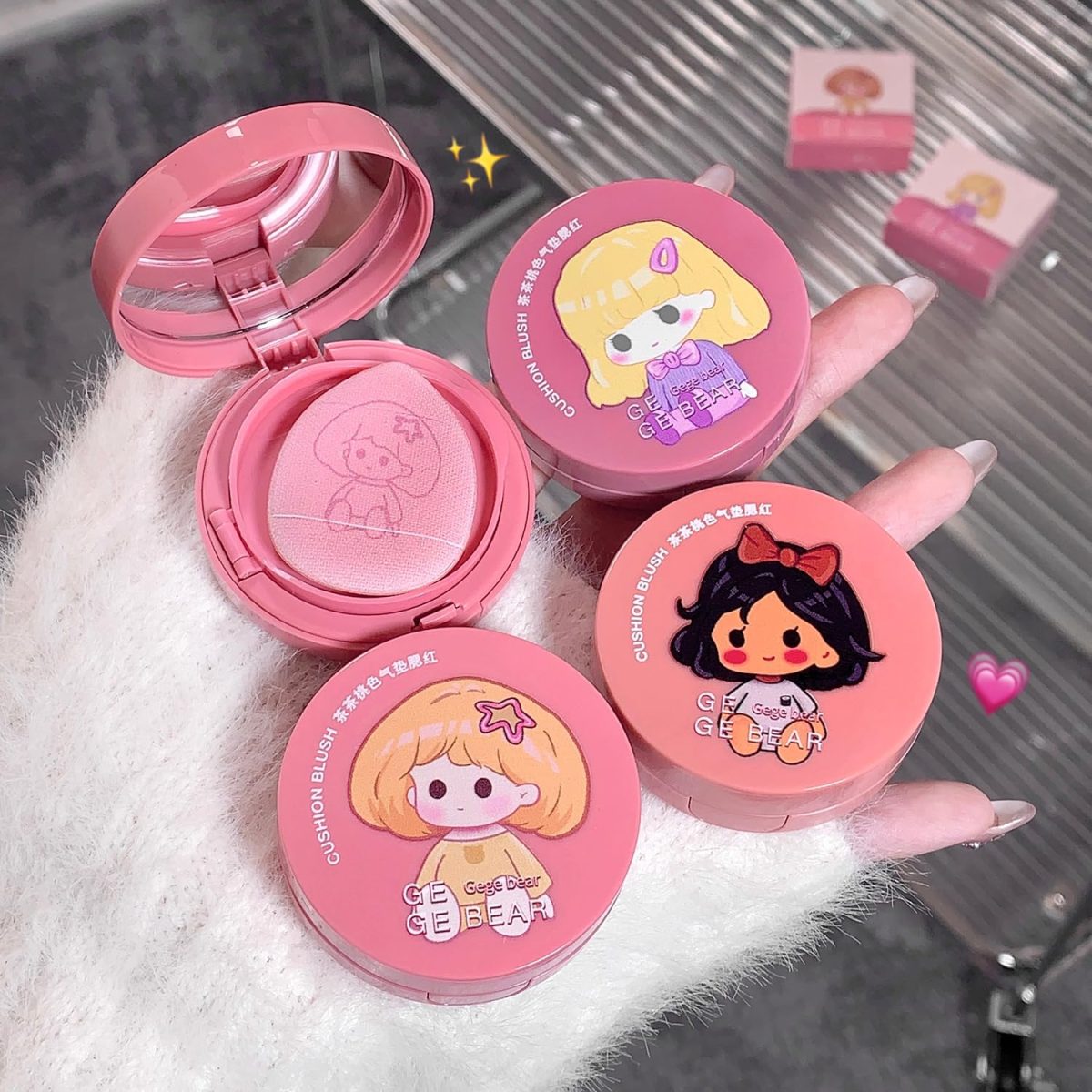 GEGE BEAR Air Cushion Blusher - Long-Lasting Cheek Glow in 3 Natural Shades with Puff Applicator, Portable & Lightweight Design (#302, 3.5g) - Image 7
