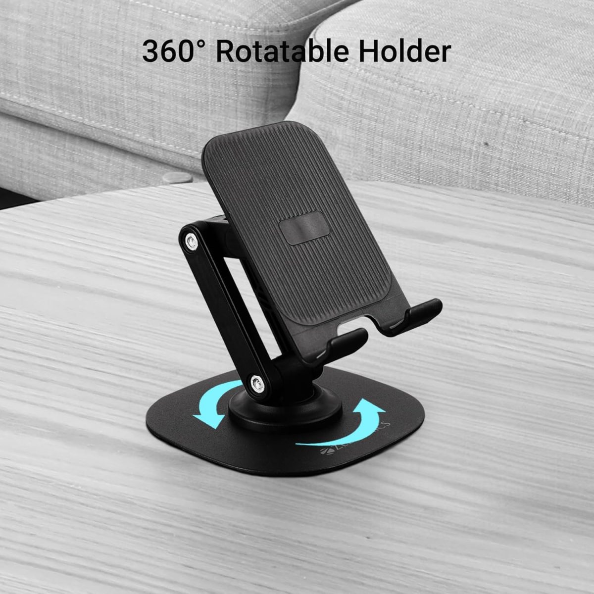 ZEBRONICS MTS200, Foldable Mobile Holder, Upto 9.6 inches, 360° Rotatable, Stepless Multi Angle Adjustment, Anti-Skid Base & Resting pad, Lightweight & Handy, Compatible with Mobile & Tablet (Black) - Image 3