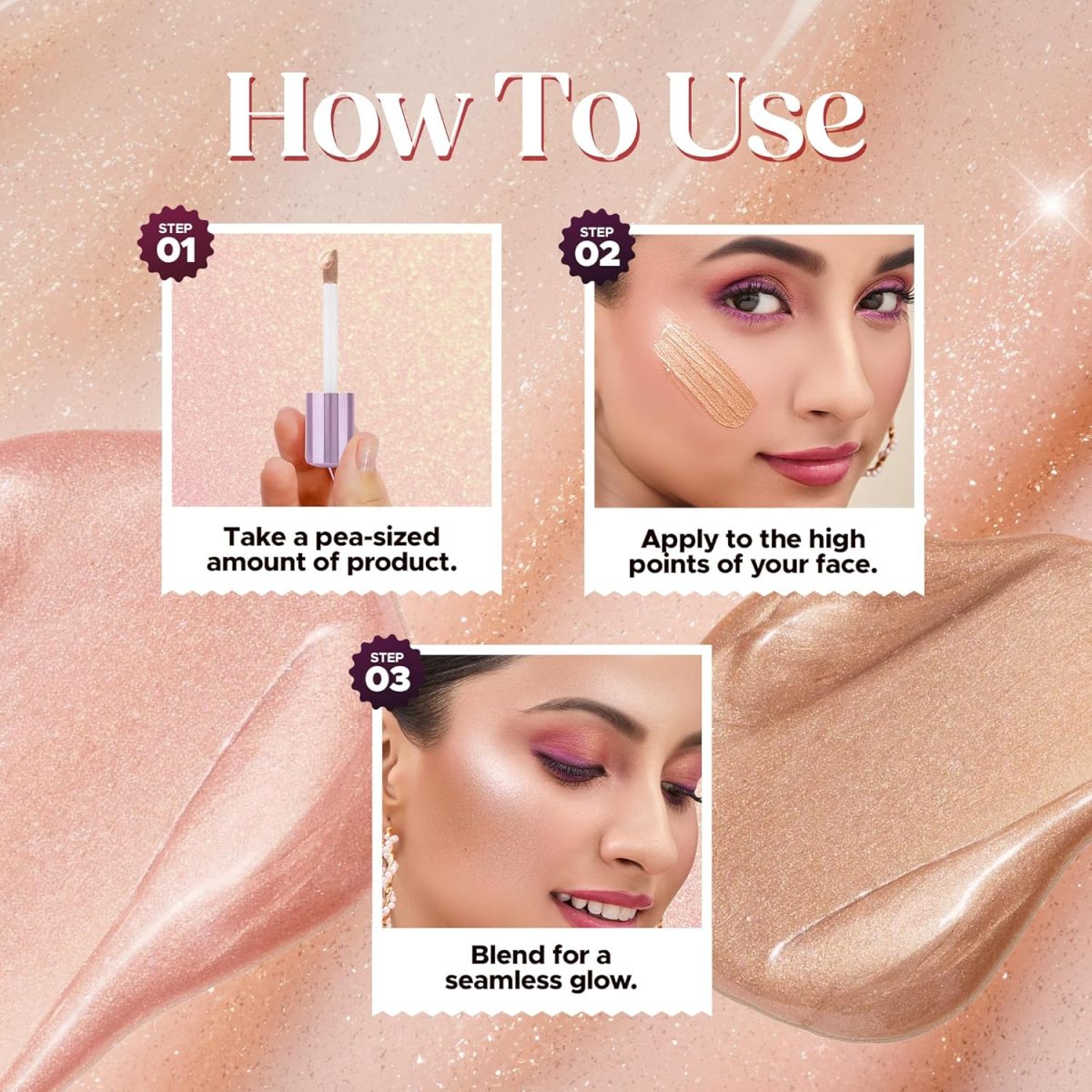 Hilary Rhoda Ultra Glow Liquid Highlighter | Illuminating & Glitter Liquid Highlighter | Dewy Finish | Cruelty-Free & Vegan | Luminescent Finish | Weightless Formula -3.8g (Ultra Pearl -Shade 01) - Image 6