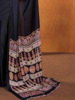 AKHILAM Women's Satin Silk Ajrak Printed Saree With Unstitched Blouse Piece (PURAJRKH001A_RJ_Parent) - Image 6