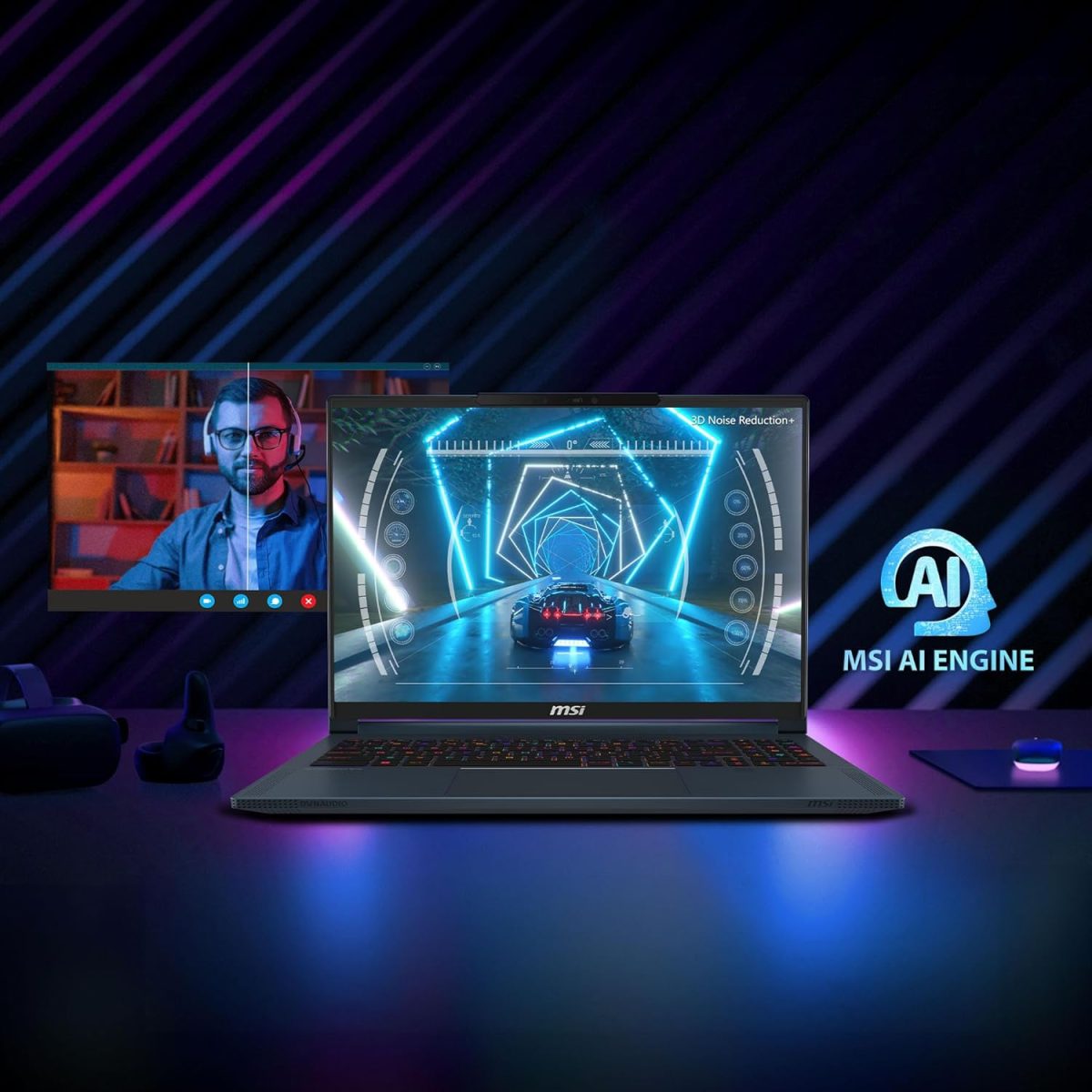 MSI Stealth 16 AI Studio, Intel 1st Gen. Ultra 9 185H, Built-in AI, 41CM QHD+ 240Hz Gaming Laptop (32GB/2TB NVMe SSD/Windows 11 Pro/NVIDIA GeForce RTX 4070, GDDR6 8GB/Star Blue/1.9Kg), A1VGG-057IN - Image 5