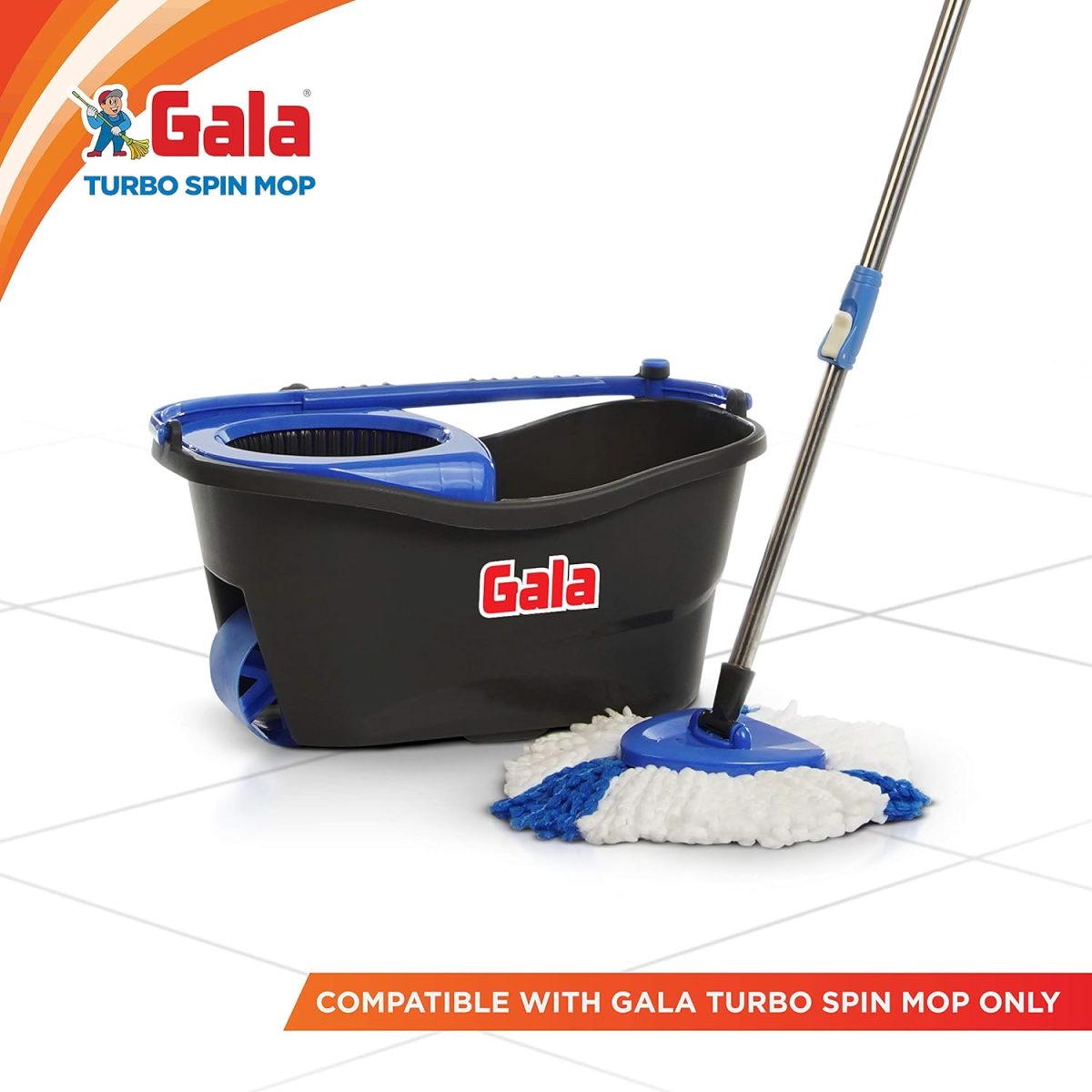 Gala Turbo Spin Mop Triangular Refill, White and Blue, Normal, (Model: 168987) - Image 3