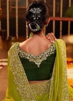 TRENDMALLS Women's Jacquard Silk Embroidery work Saree with Unstitched Blouse Piece (K1064-Green) - Image 6