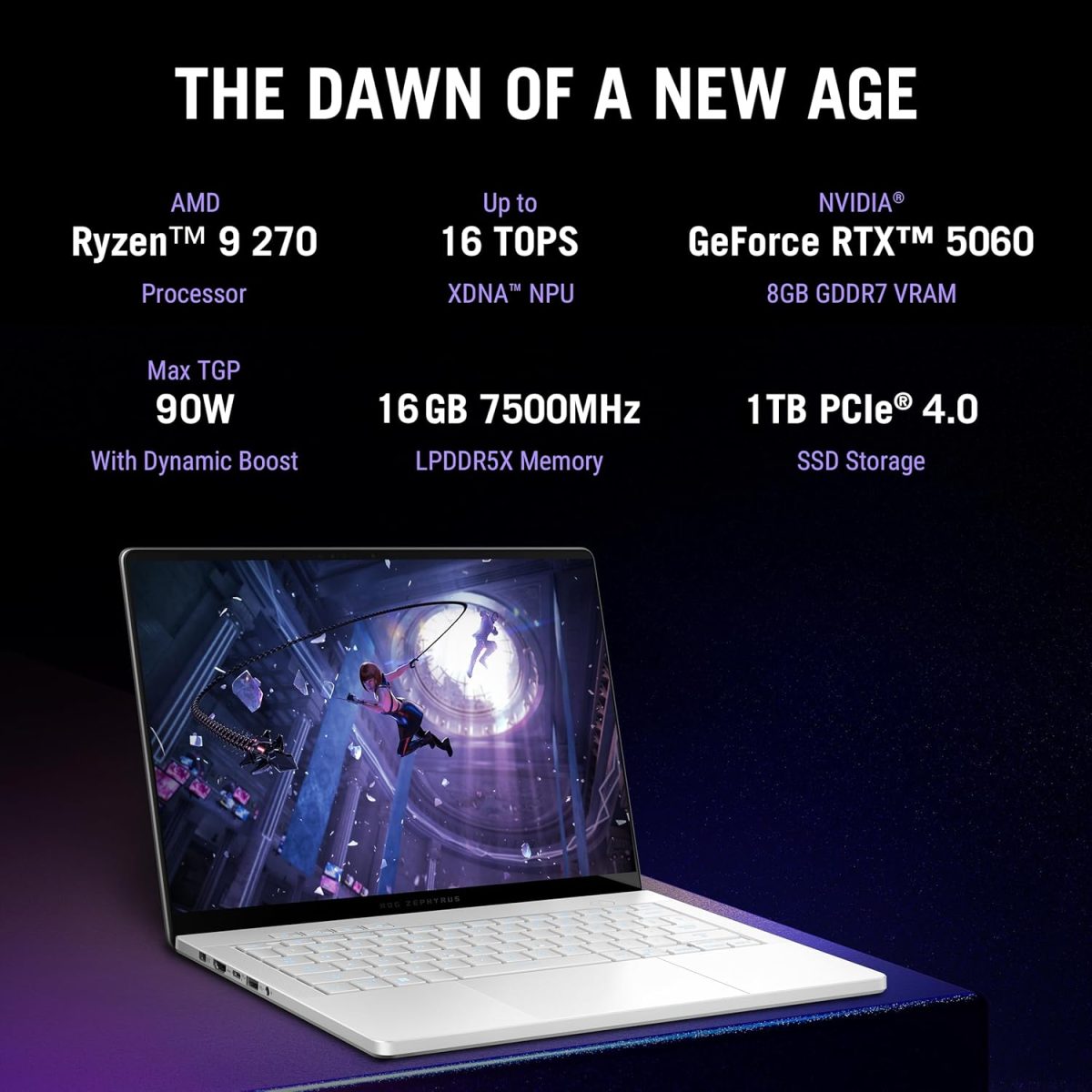 ASUS ROG Zephyrus G14,AMD Ryzen 9 270, Gaming Laptop(RTX 5060-8GB/90W TGP/16GB/1TB/3K OLED/14/120Hz/73WHrs/Windows 11/M365 Basic (1Year)*/Office Home 2024/Eclipse Gray/1.5 Kg) GA403UM-QS007WS - Image 3