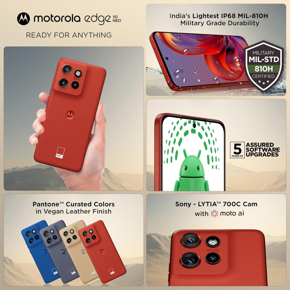 Motorola Edge 50 Neo 5G (Pantone Poinciana, 8GB RAM, 256GB Storage) - Image 5