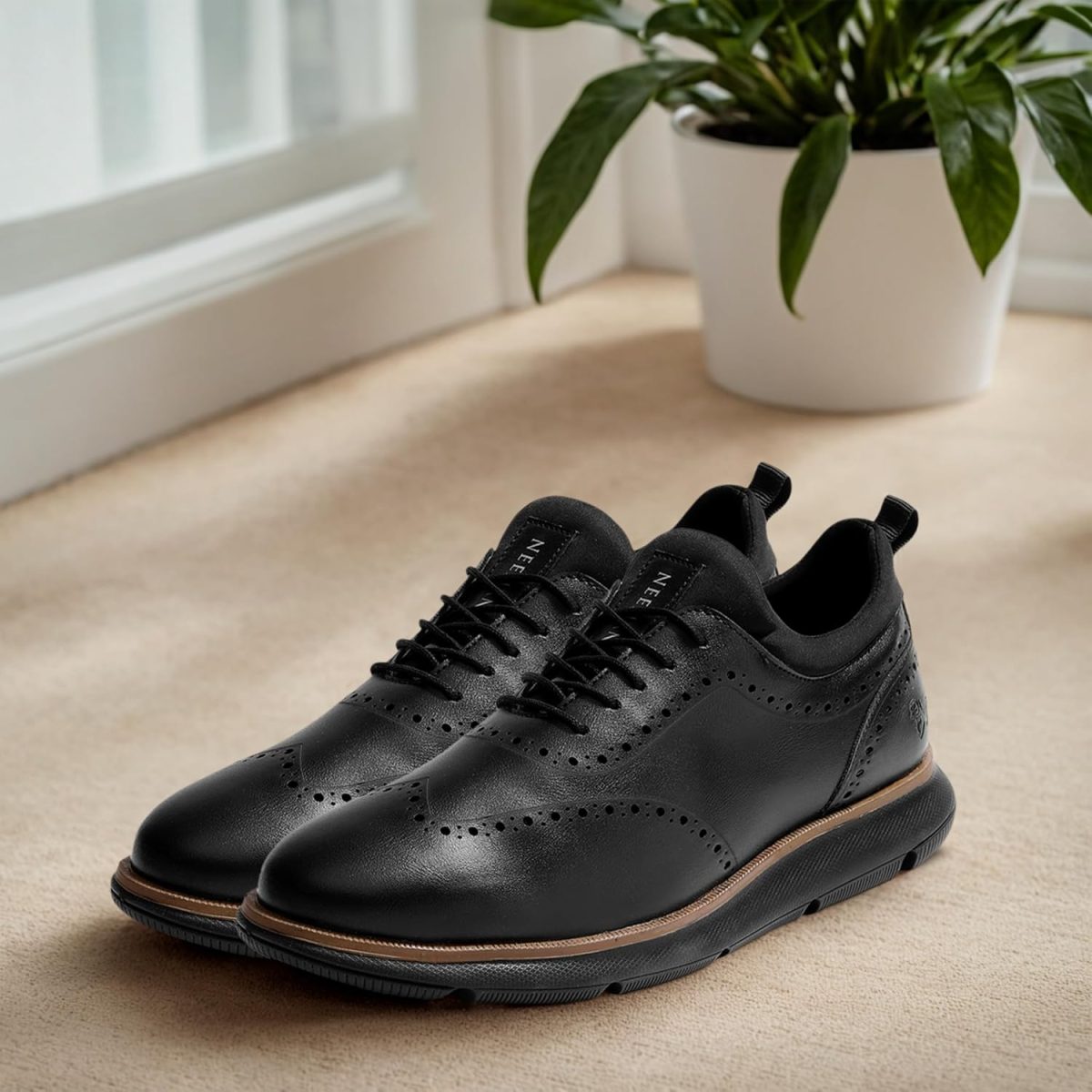 Neeman's Crossover Brogues for Men | Faux Leather (PU) on Mesh Base | Comfortable Semi-Casual Oxfords - Image 5
