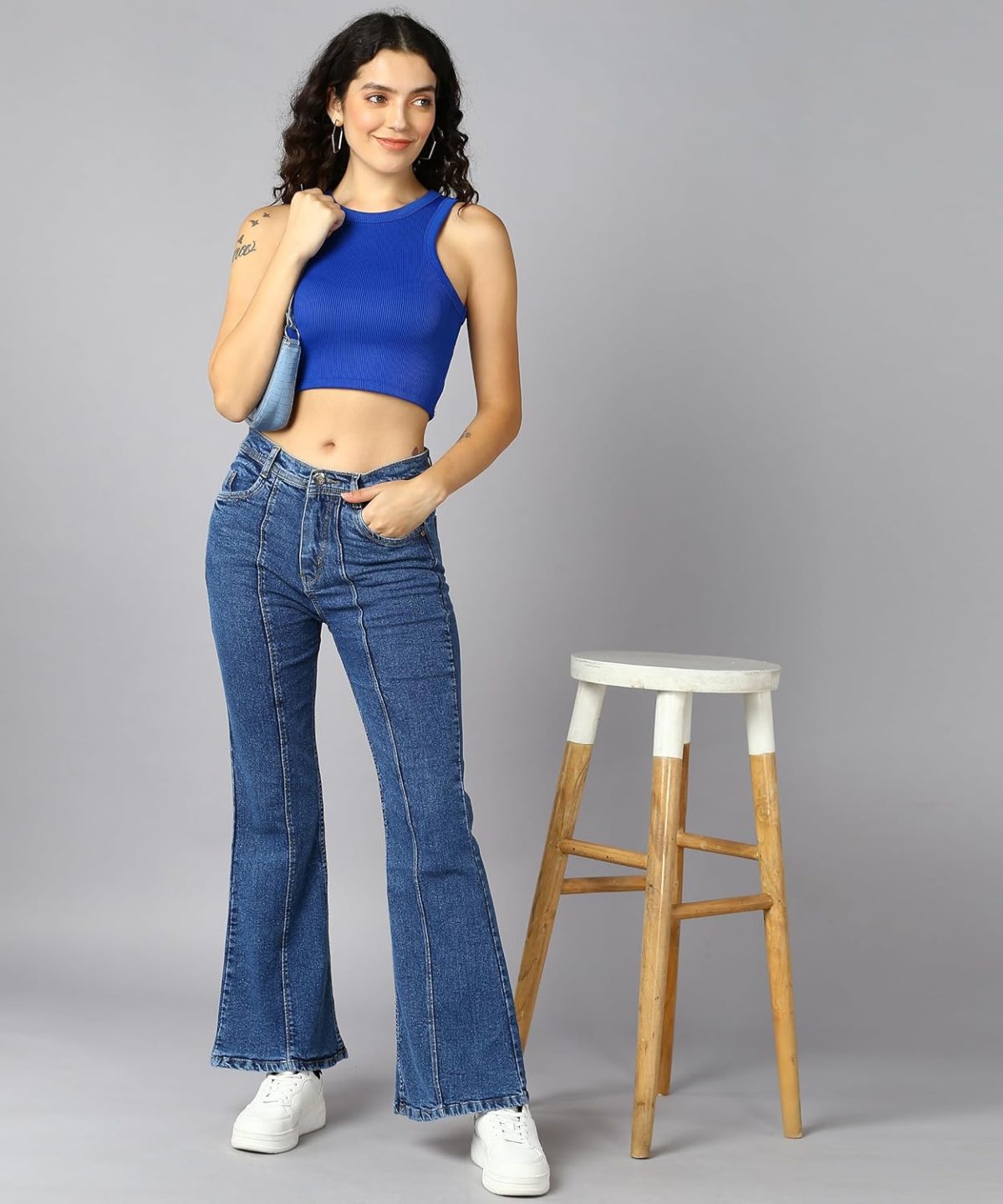 Nifty Womens Mid Rise Denim Wide Leg Jeans - Image 3