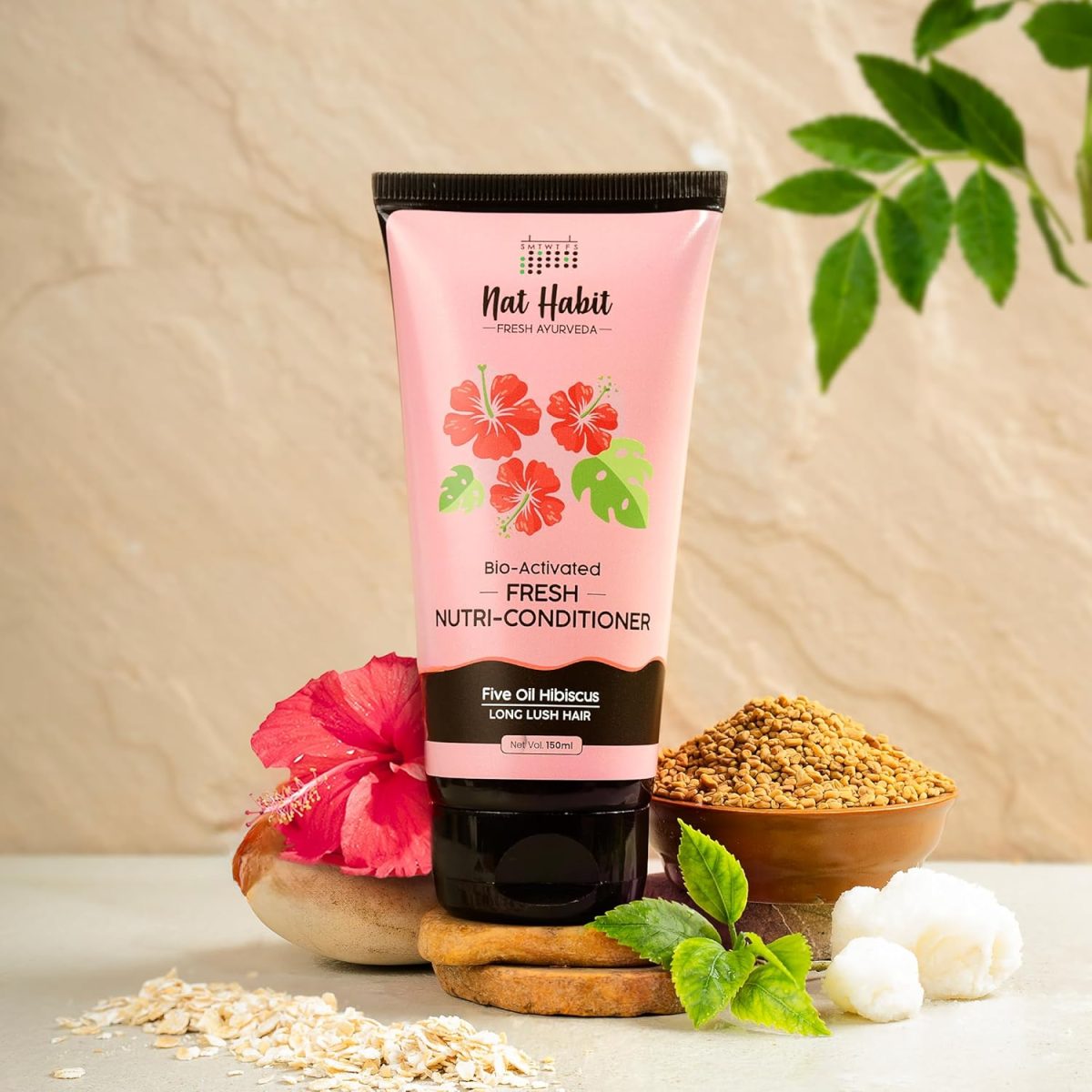 Nat Habit Hibiscus Conditioner for Women & Men | Bio-Activated for Dry & Frizzy Hair | Moisturizing & Nourishing with Argan Oil for Shiny Hair, Suitable for Curly, Dry & Frizzy Hair & Oily Scalp,150ml - Image 9