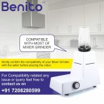 Benito NUTRI BULLET Polycarbonate 2 Jar Set (500ml & 300ml) for Mixer Grinder – Compatible with 4-Teeth Coupler & Dual Locking System - Image 3