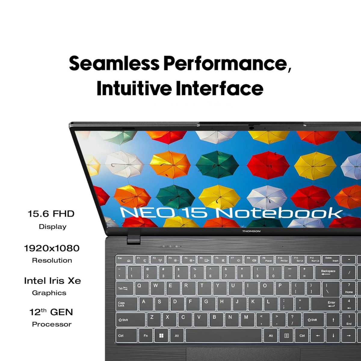 Thomson 15.6 Inch In-N15I Windows 11, Intel Corei3 12Th Gen 1215U (8GB DDR / 512GB SSD/Backlight Keyboard) Window 11 (Stylish, 1.65Kg, Ultra Performance/Grey Brush) Notebook - Image 3