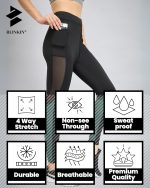 BLINKIN Women's Stretch Fit Mid Rise Stretchable Gym Pants Workout : The Ultimate Yoga Pants | Gym Track Pants with Mesh Insert & Side Pockets (5100) - Image 5