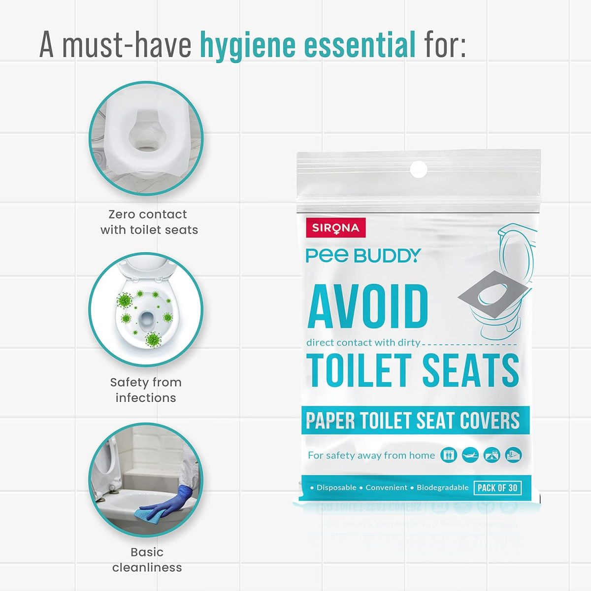 PEE BUDDY Disposable Toilet Seat Covers - 30 Sheets | No Direct Contact with Unhygienic Seats| Easy To Dispose| Nature Friendly| Must Have For Women and Men - Image 3