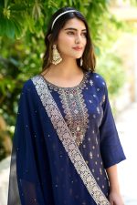VredeVogel Women's Viscose Rayon Silk Kurta with Pant and Chiffon Dupatta Set - Image 8