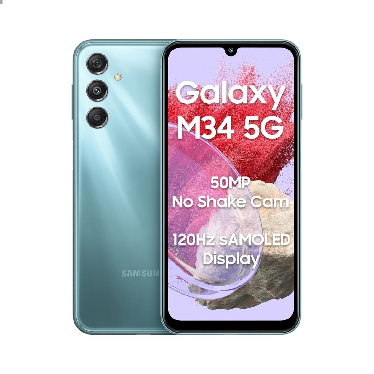 Samsung Galaxy M34 5G (Waterfall Blue,8GB,128GB)|120Hz sAMOLED Display|50MP Triple No Shake Cam|6000 mAh Battery|4 Gen OS Upgrade & 5 Year Security Update|16GB RAM with RAM+|Android 13|Without Charger - Image 2