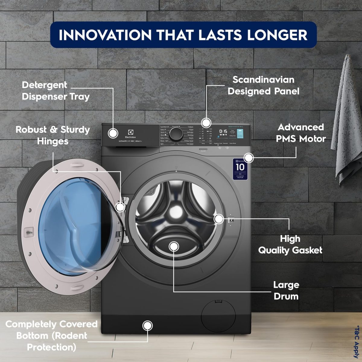 Electrolux 9kg 5 Star Fully Automatic Front Load Washing Machine with UltraMix, Full Load Vapour Wash for Sustainable Clothing, Hygienic Care, EcoInverter, Dark Silver, UltimateCare 500, EWF9024R5SB - Image 4