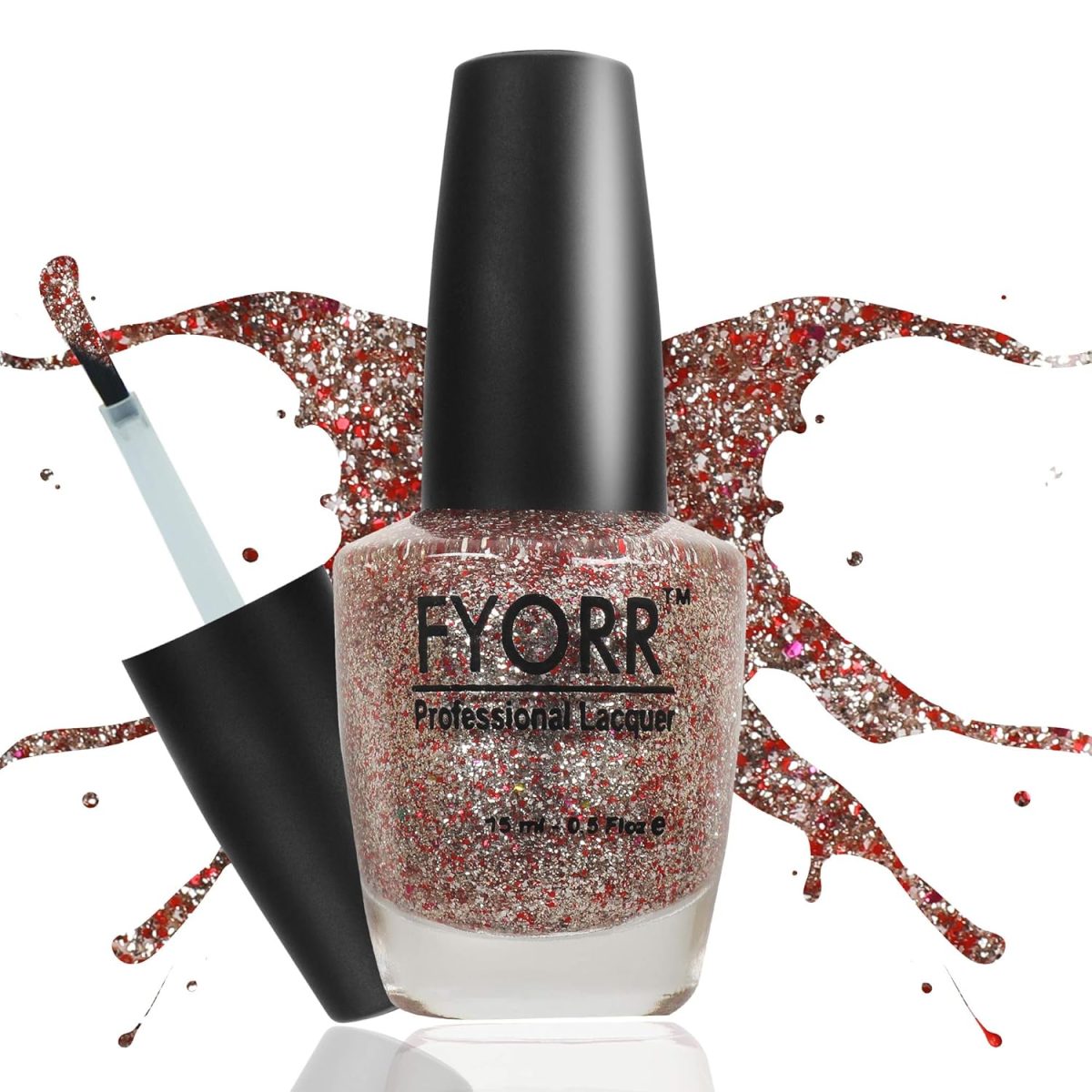FYORR Shooting Star Glittery Sparkle Long Lasting Enamel Nail Polish 15ML (Light Pink Sparkle) - Image 3