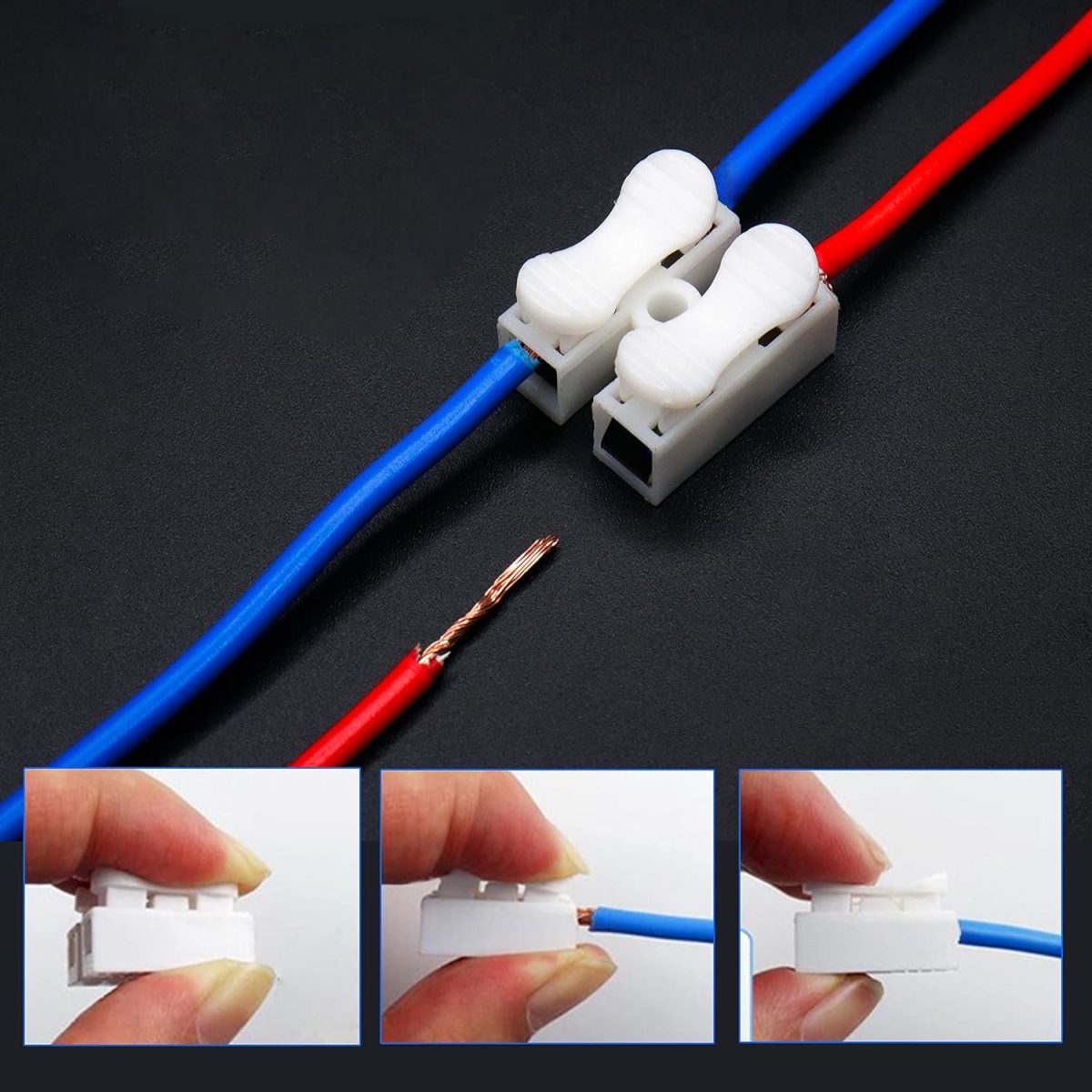 Electronic Spices 100pcs Cable Connectors 2 Pins Electrical Push Type Cable Connectors Quick Splice Lock Wire Terminal 220V 10A - Image 8
