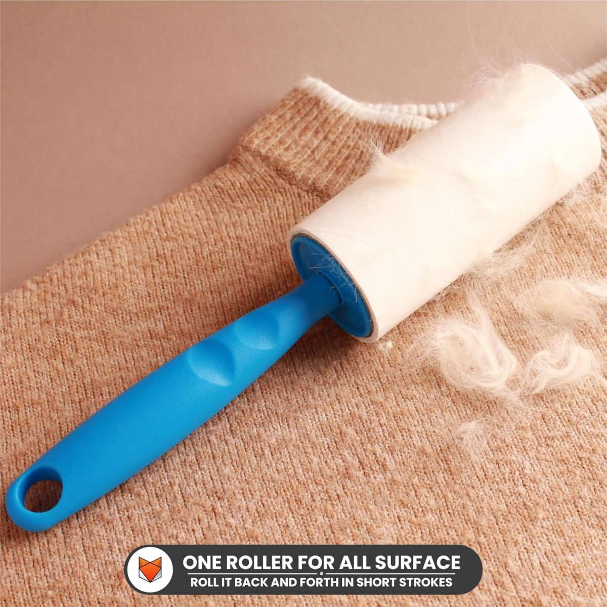Wooflix Lint Remover with Handle, Protective Cover, and 2 Refills (120 Sheets) - Sticky Roller Brush for Clothes, Furniture, Carpet, Pet Fur, Dust, and Dirt - Image 6