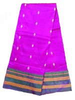 RRK Women's Silk Narayanpet Saree with Blouse Piece (Purple with Green Border)