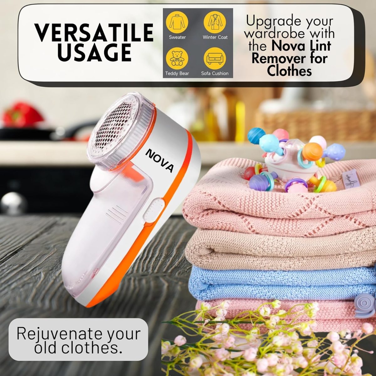 Nova Lint Remover for Clothes - Fabric Cleaner Tint and Dust Remover | 1 Year Warranty - Image 3