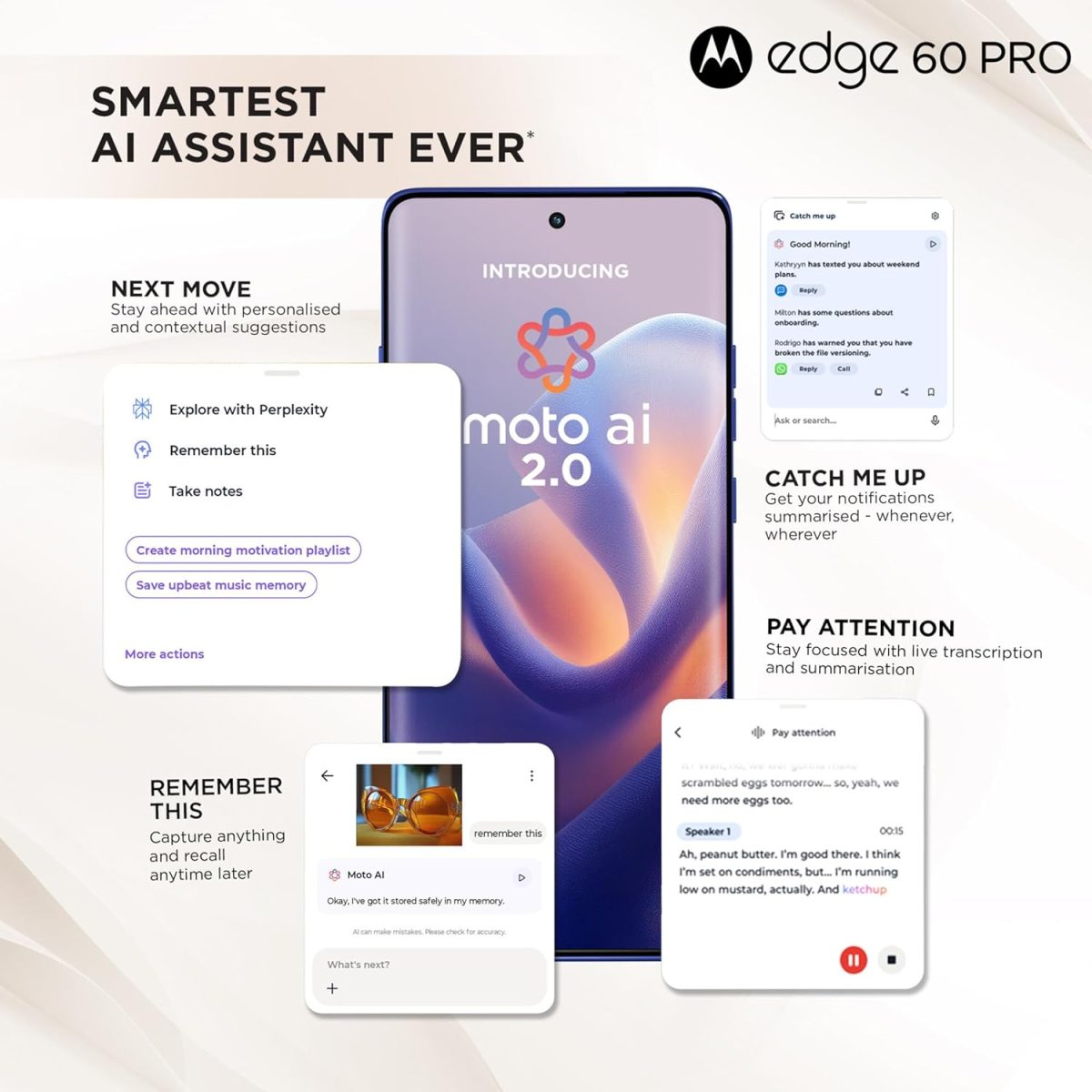 Motorola Edge 60 Pro 5G (Pantone Dazzling Blue, 8GB RAM, 256GB Storage) | 6.7" Display | 50MP+50MP+10MP | 50MP Front | Dimensity 8350 | 6000mAh | 90W & 15W Wireless Charging | IP68/IP69 Rated - Image 9